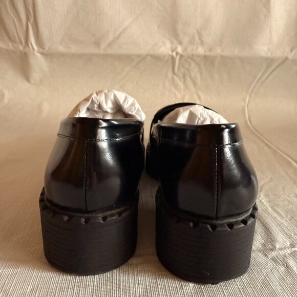 Vince Camuto Echika Black Italian Patent Leather Platform Block Heel Loafer Size - Picture 6 of 11